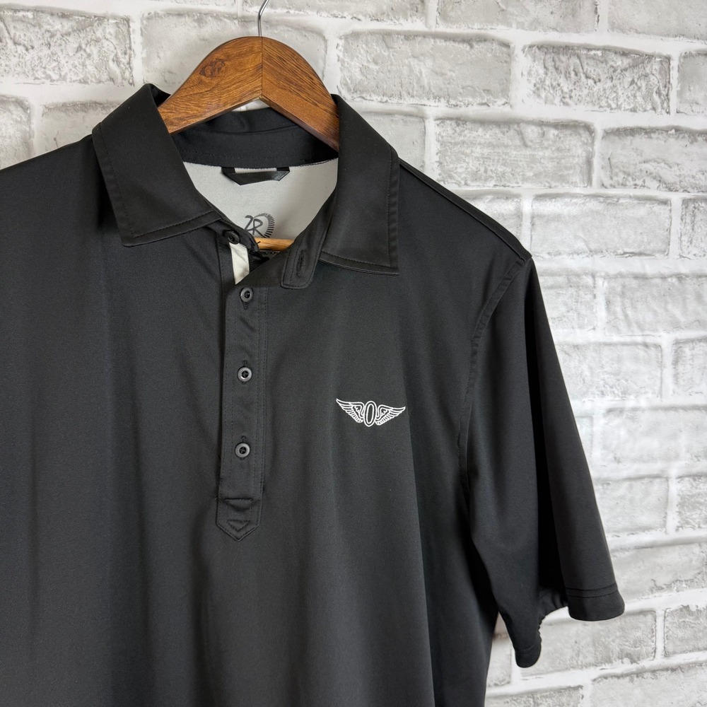 Zero Restriction Olympic Golf Club Mens Golf Polo Shirt Black Short Sleeve LARGE